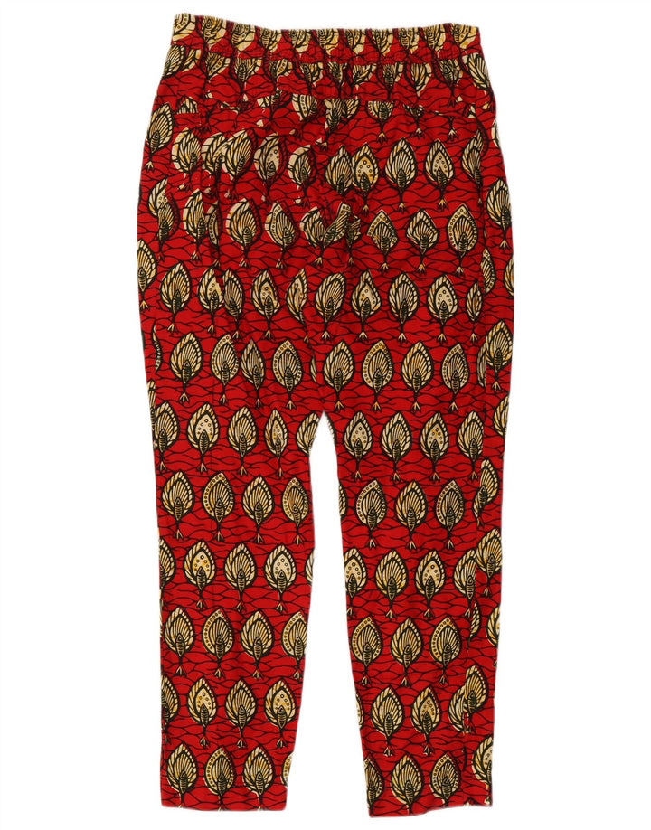 Mayamiko Damen-Hose mit abstraktem Muster, kurz geschnitten, US 8, Mittel, W30, L26, Rot