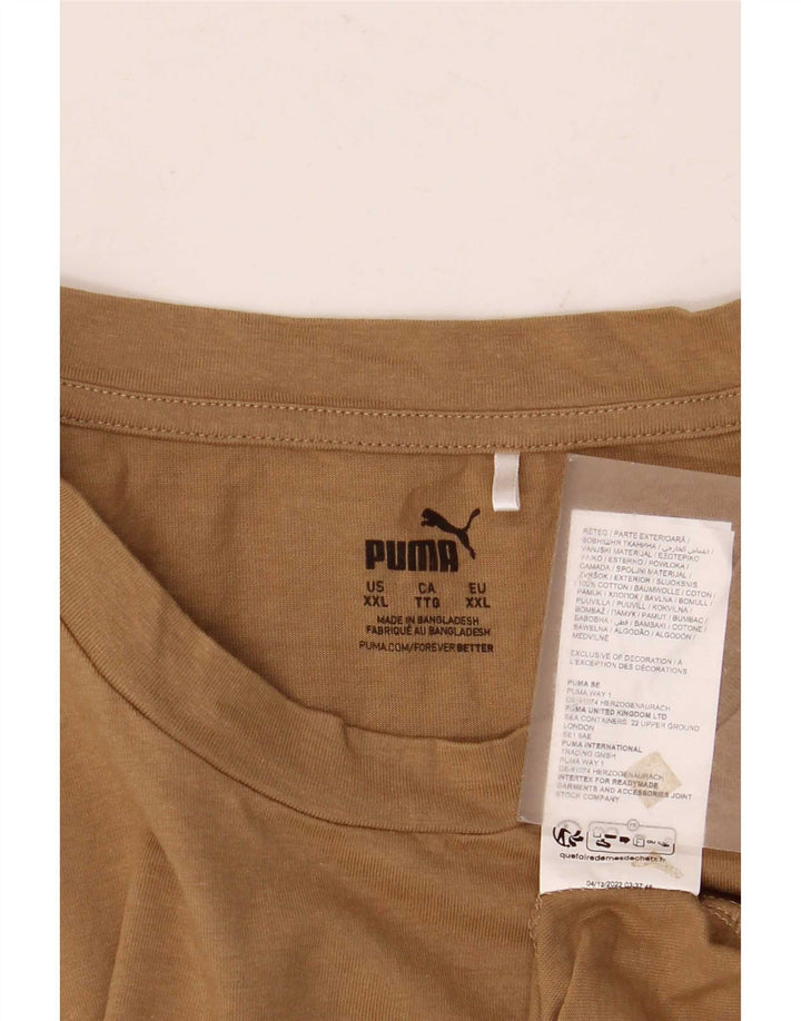 Puma Herren T-Shirt Top 2XL Beige Baumwolle