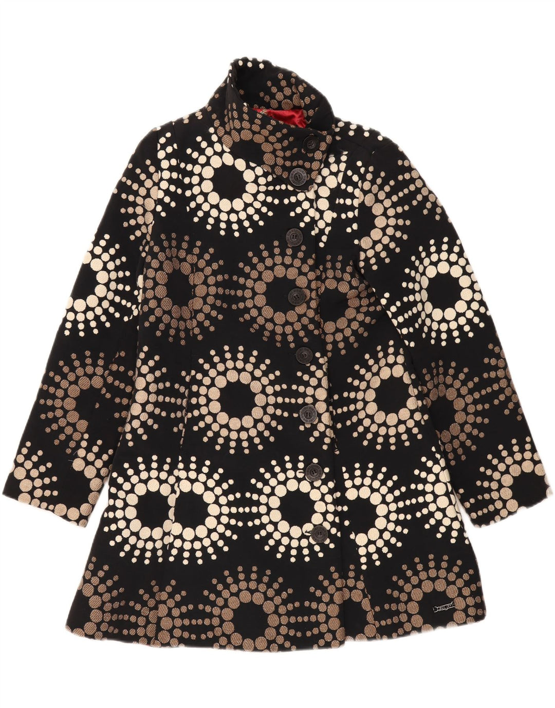 Desigual Damenmantel EU 44 XL Schwarzes geometrisches Polyester