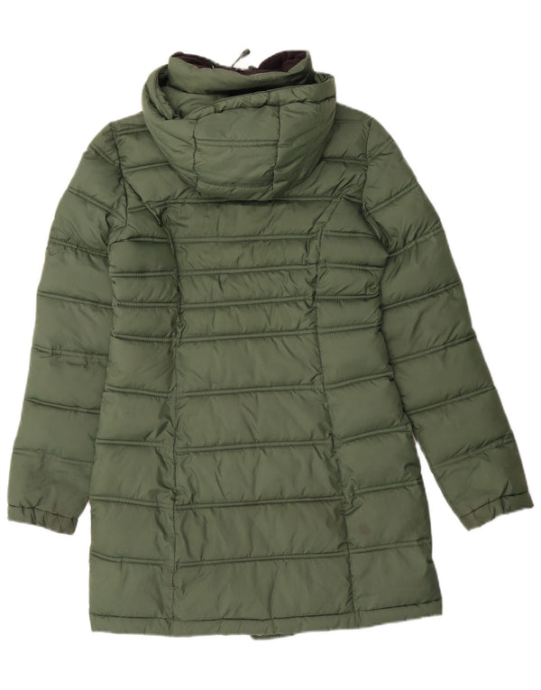 Superdry Wattierter Mantel mit Kapuze für Damen, UK 6, XS, Grün, Polyester