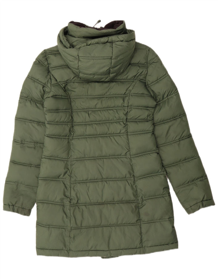 Superdry Wattierter Mantel mit Kapuze für Damen, UK 6, XS, Grün, Polyester