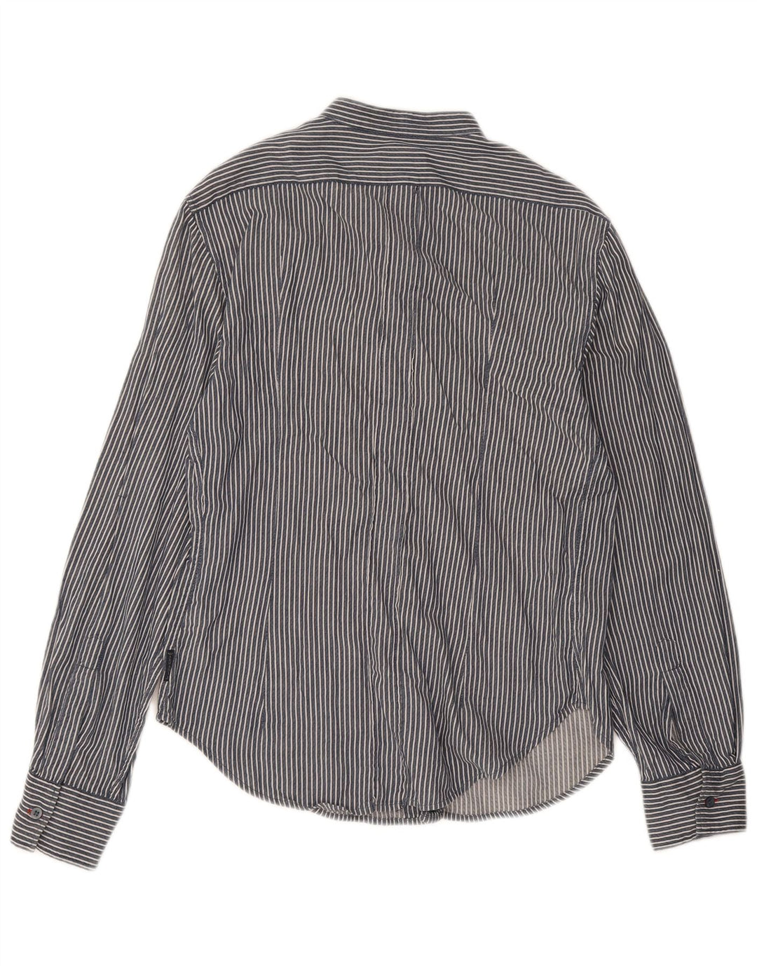 Armani Jeans Herrenhemd, groß, marineblau, gestreift, Baumwolle