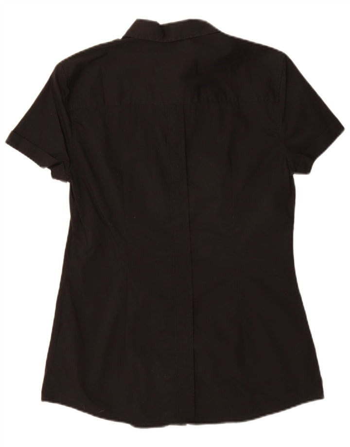 Dolce & Gabbana Damen Kurzarmhemd IT 42 Mittelschwarze Baumwolle