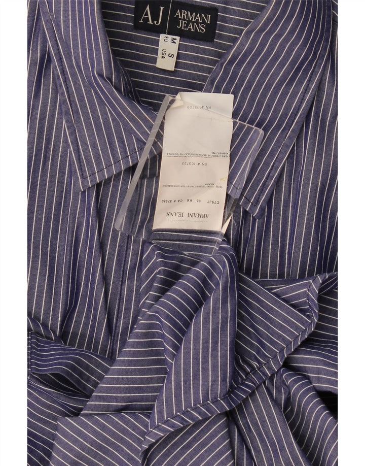 Armani Jeans Herren-Grafikhemd, mittelmarineblaue Nadelstreifen-Baumwolle