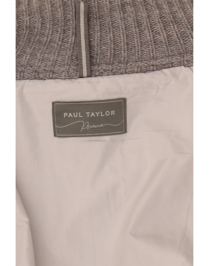 Paul Taylor Herren-Windbreaker-Strickjacke, UK 38, mittelgraue Wolle