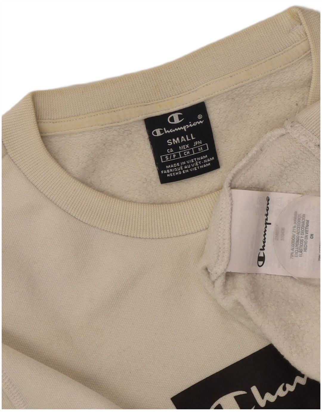 CHAMPION Herren-Sweatshirt mit Grafik, Größe S, weiße Baumwolle