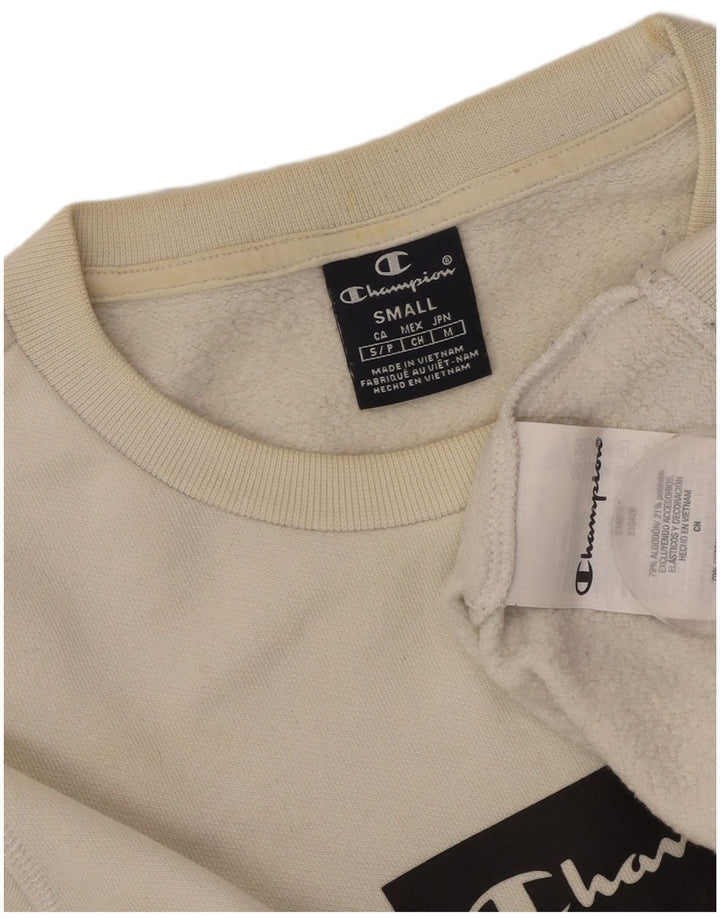 CHAMPION Herren-Sweatshirt mit Grafik, Größe S, weiße Baumwolle