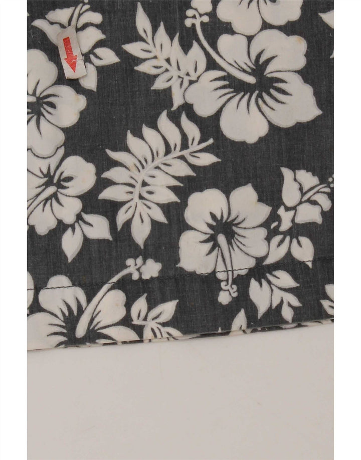 Kappa Herren-Kurzarmhemd, groß, grau, geblümt, Polyester