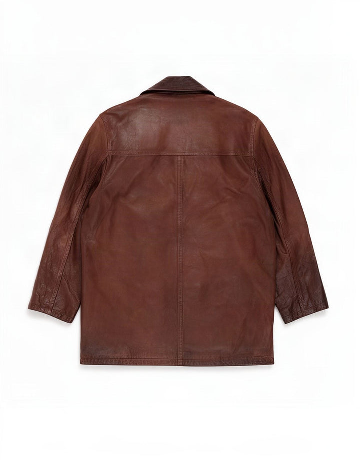 E.B. Company Herren Ledermantel UK 38 Mittelbraun