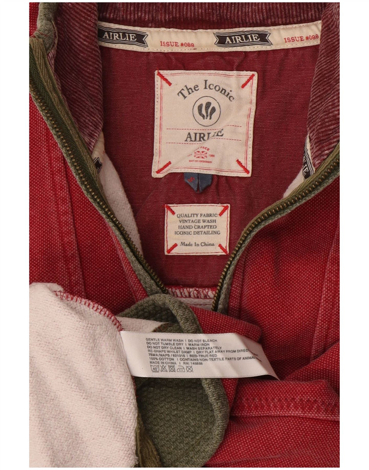 Fat Face Herren-Sweatshirt mit Reißverschluss am Hals, Größe S, Rot, Baumwolle