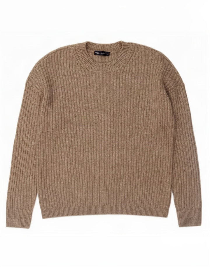 Marks & Spencer Damen Pullover mit Rundhalsausschnitt, UK 14, Mittelbraun