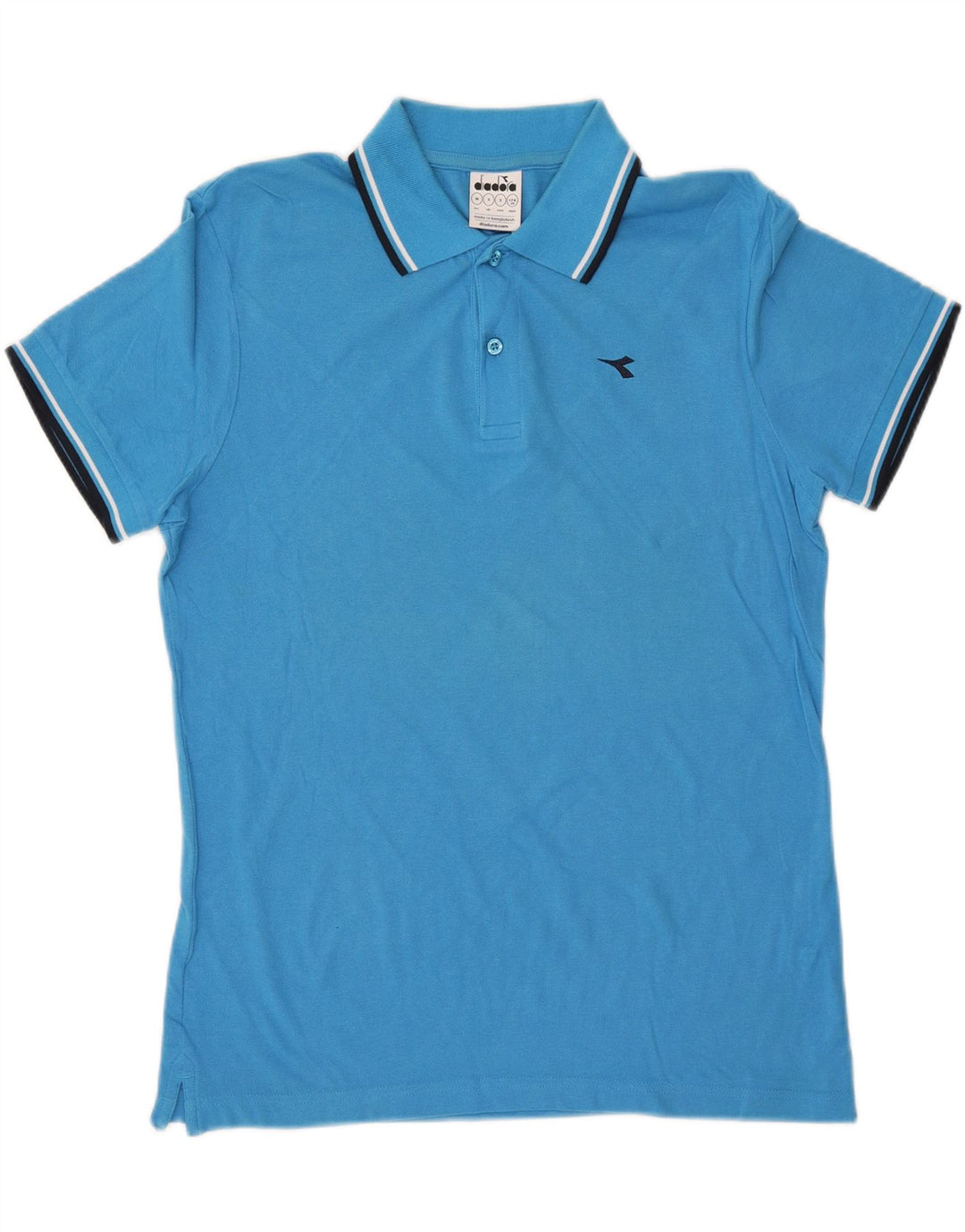 DIADORA Herren-Poloshirt, kleine blaue Baumwolle
