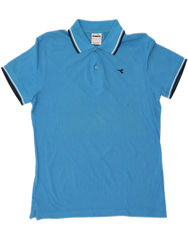 DIADORA Herren-Poloshirt, kleine blaue Baumwolle