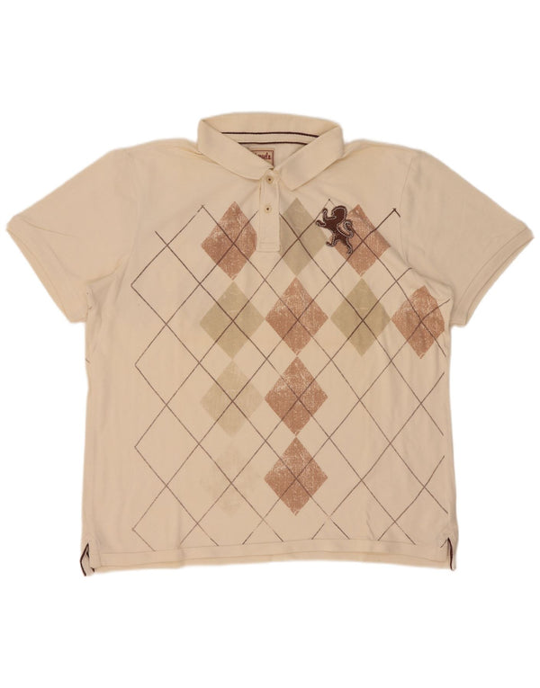 Kenvelo Herren Poloshirt 2XL Beige Argyle/Diamant Baumwolle