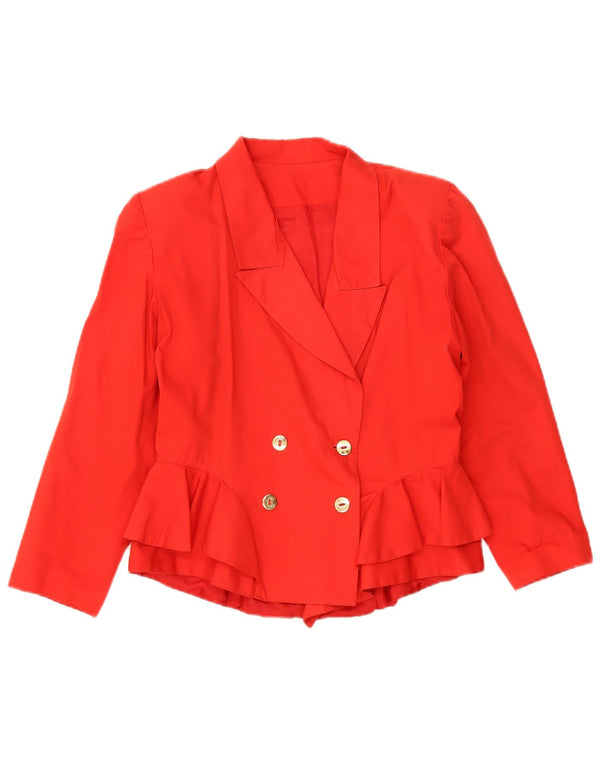 Vintage Damen Zweireihige Blazerjacke UK 14 Mittelrot