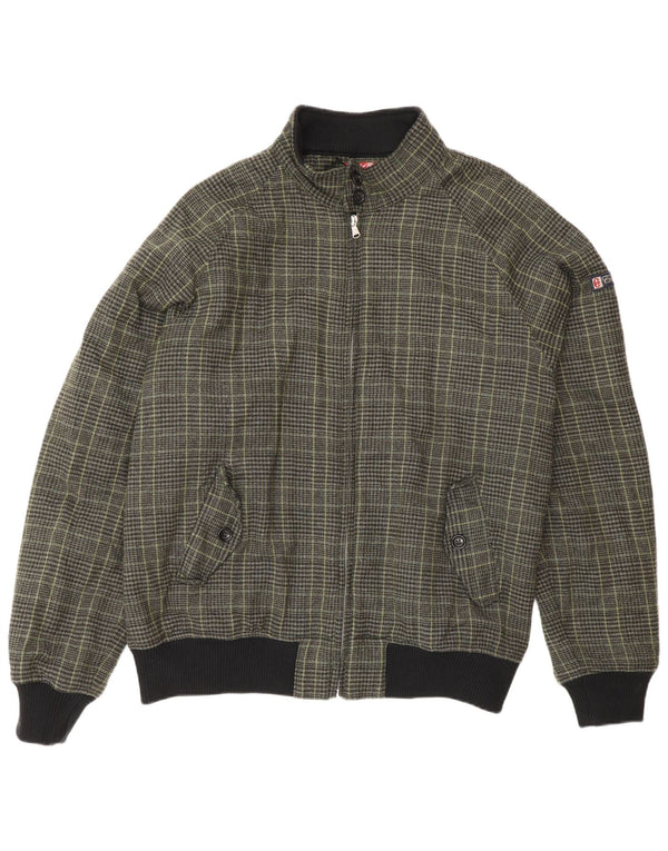 Conte of Florence Herren Bomberjacke UK 42 XL grün karierte Wolle