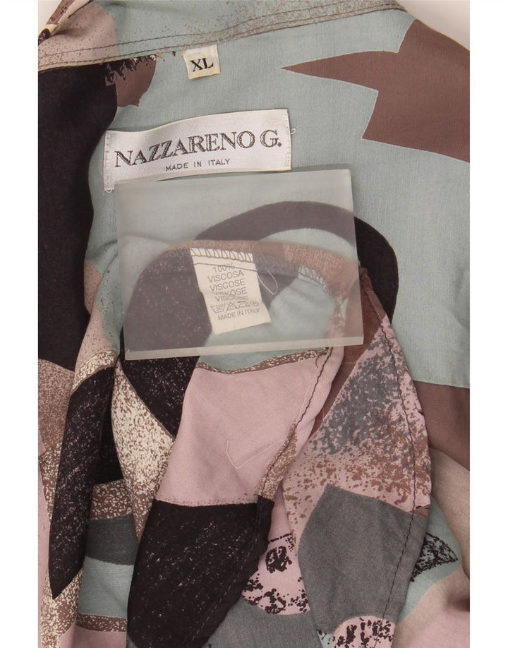 Nazzareno G. Herren-Hemd mit abstraktem Muster XL, mehrfarbige Viskose