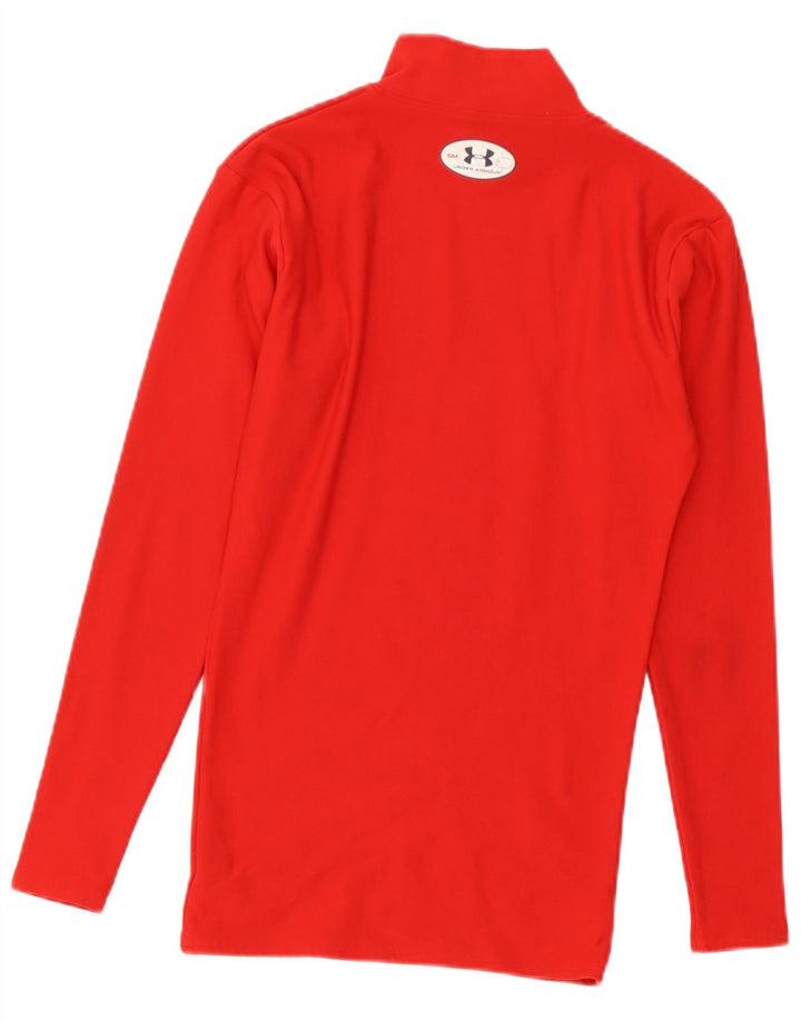 Under Armour Damen Cold Gear Top Langarm UK 8 Small Rotes Nylon