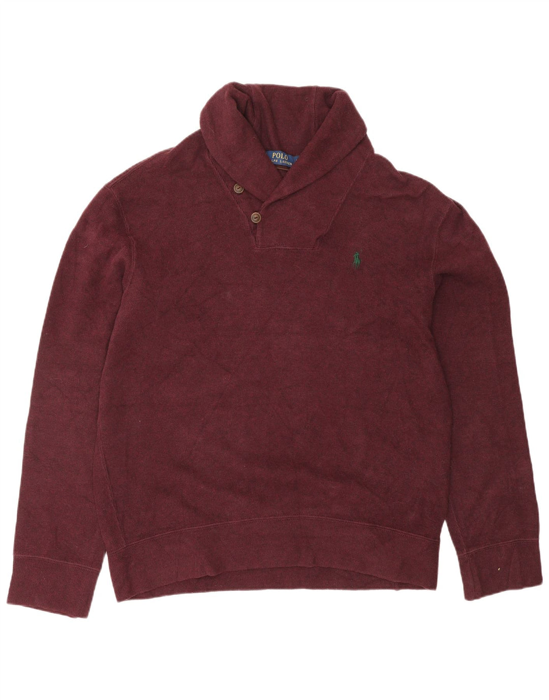 POLO RALPH LAUREN Herren-Pullover mit Schalkragen, mittelgroße burgunderrote Baumwolle