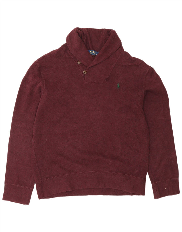 POLO RALPH LAUREN Herren-Pullover mit Schalkragen, mittelgroße burgunderrote Baumwolle