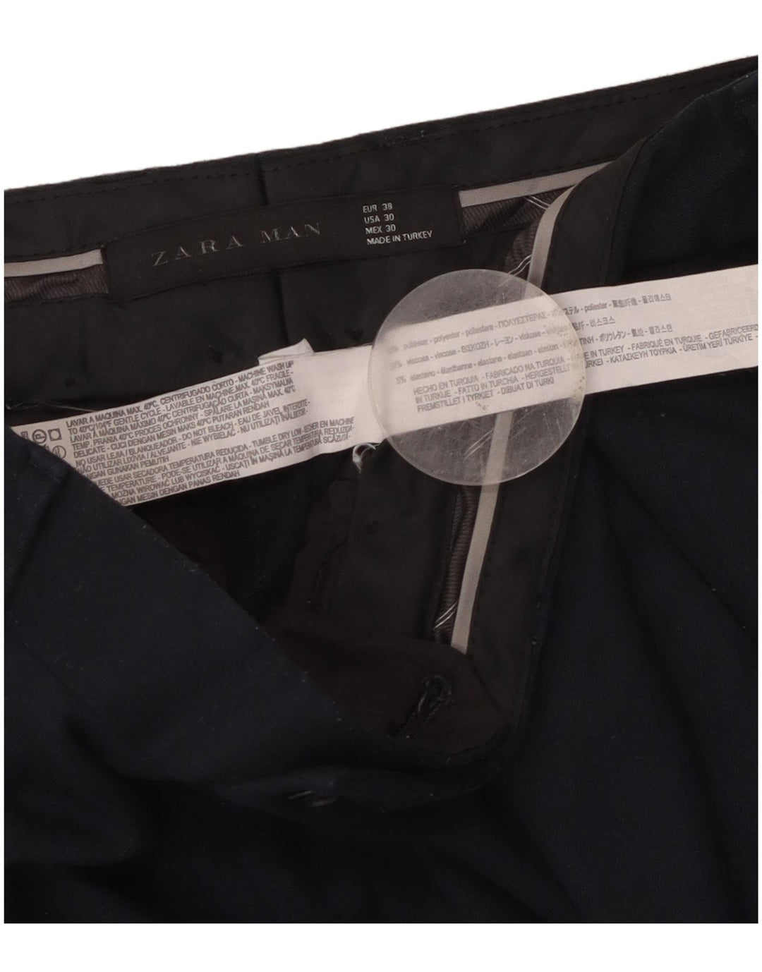 Zara Herren-Hose, kurz geschnitten, EU 38, Größe S, W30, L25, Marineblau, Polyester