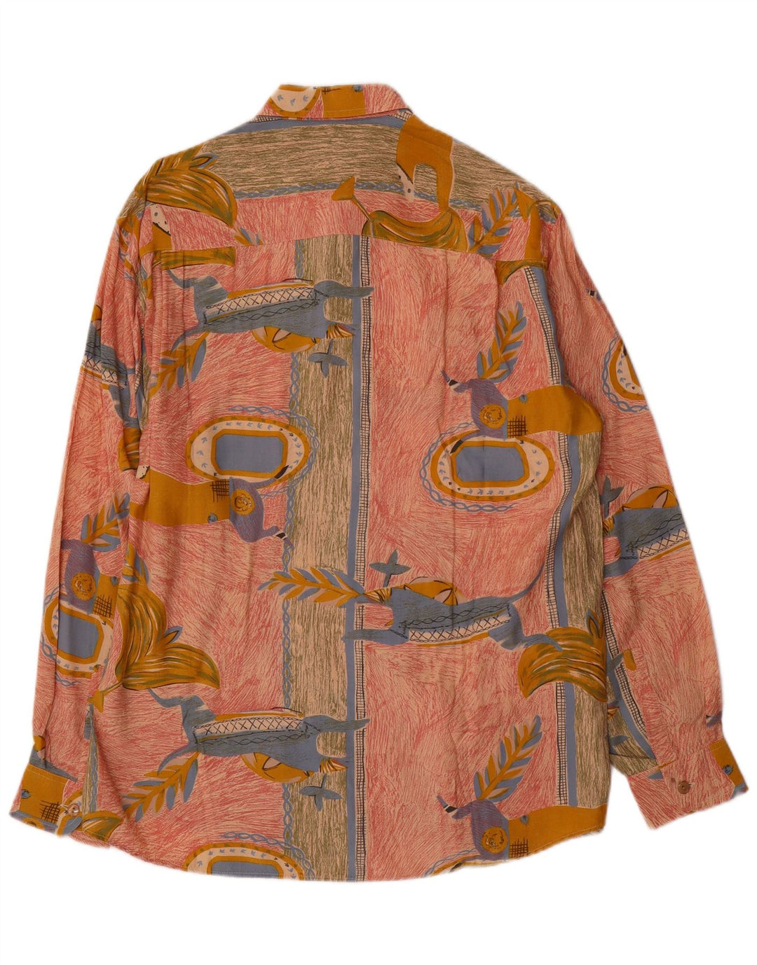 Vintage Herren Hemd mit abstraktem Muster, groß, rosa