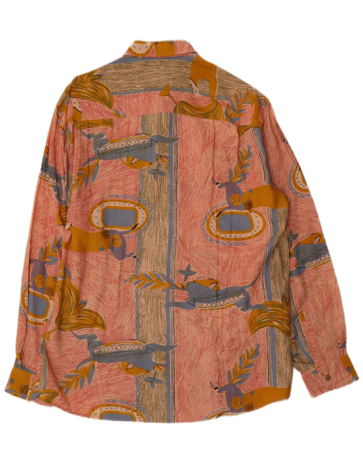 Vintage Herren Hemd mit abstraktem Muster, groß, rosa