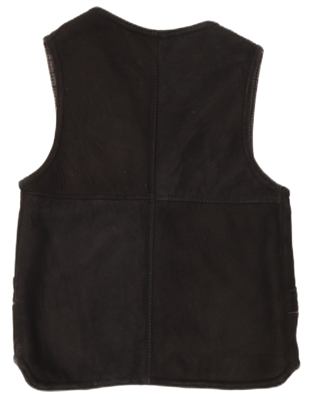 Vintage Damen Sherpa Gilet UK 14 Large Schwarz