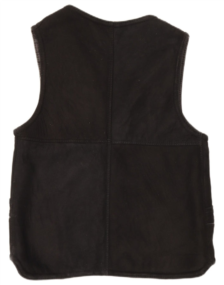 Vintage Damen Sherpa Gilet UK 14 Large Schwarz