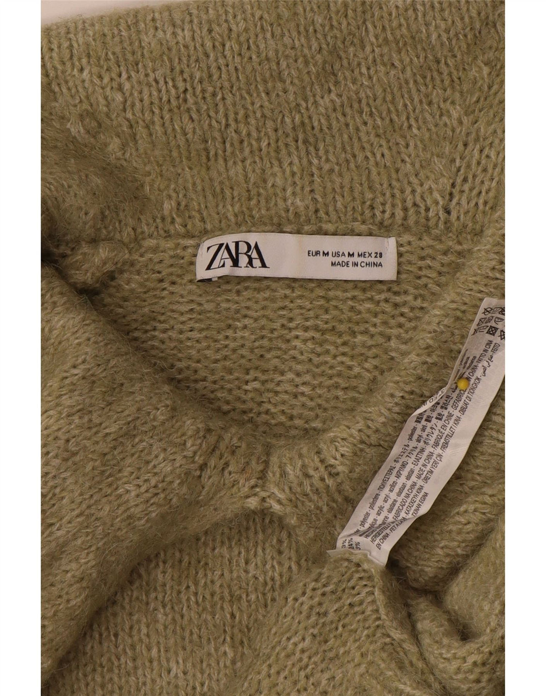 Zara Damen-Pullover, übergroß, Rollkragenpullover, UK 14, mittleres Khaki, Polyester