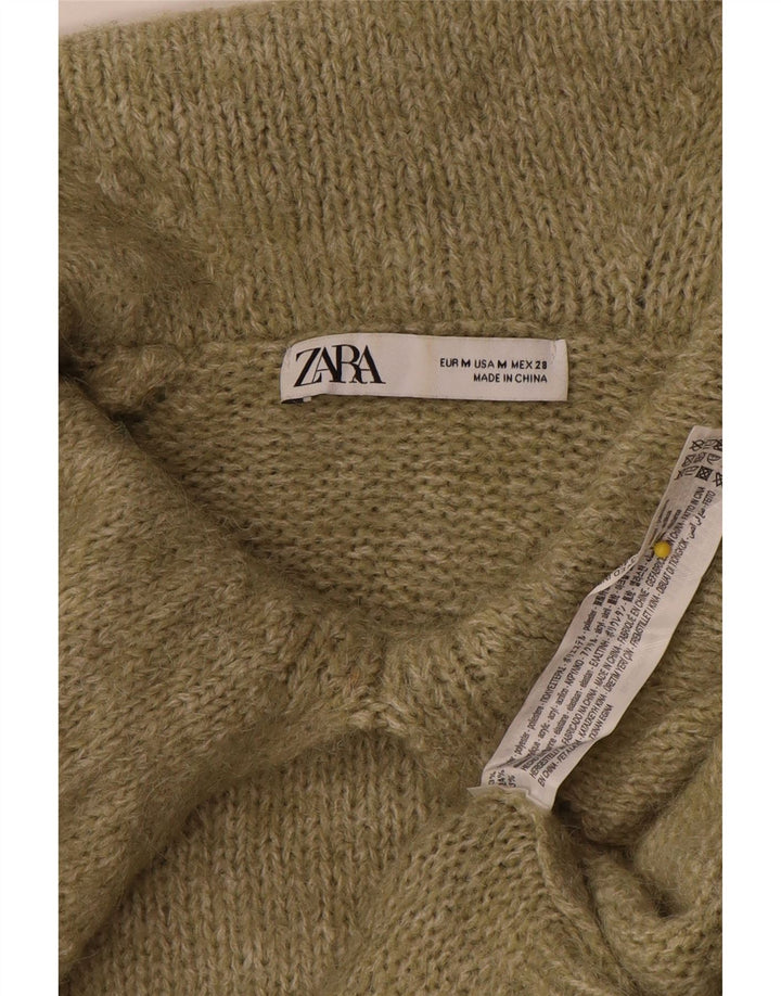Zara Damen-Pullover, übergroß, Rollkragenpullover, UK 14, mittleres Khaki, Polyester