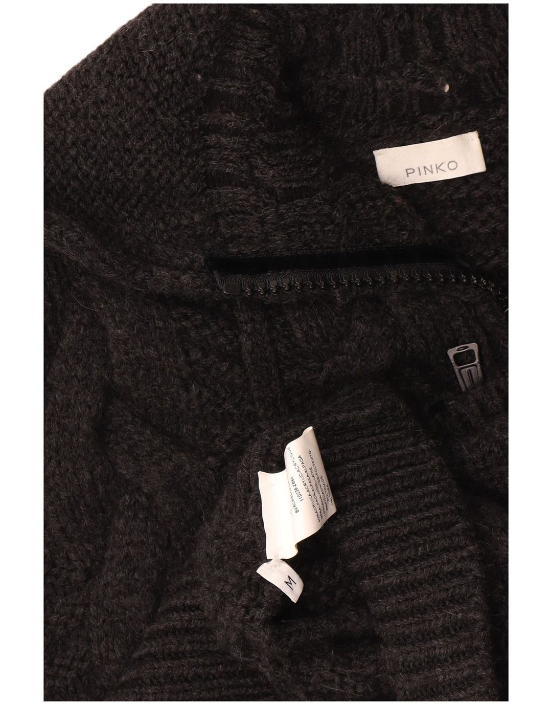 Pinko Damen-Übergroßer Poncho-Strickjackenpullover mit Kapuze, UK 14, Mittelgrau
