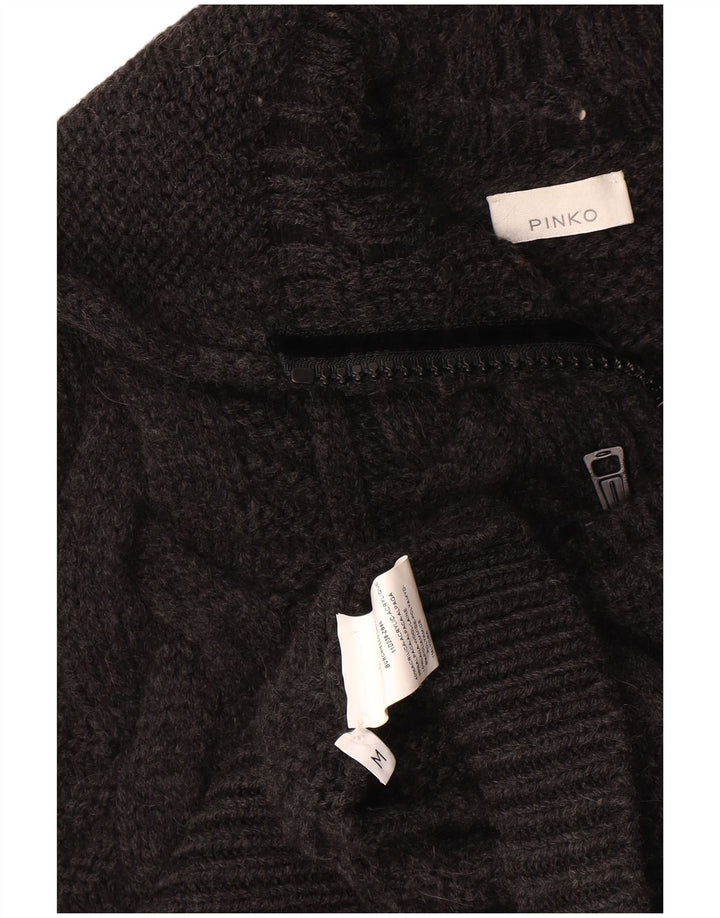 Pinko Damen-Übergroßer Poncho-Strickjackenpullover mit Kapuze, UK 14, Mittelgrau