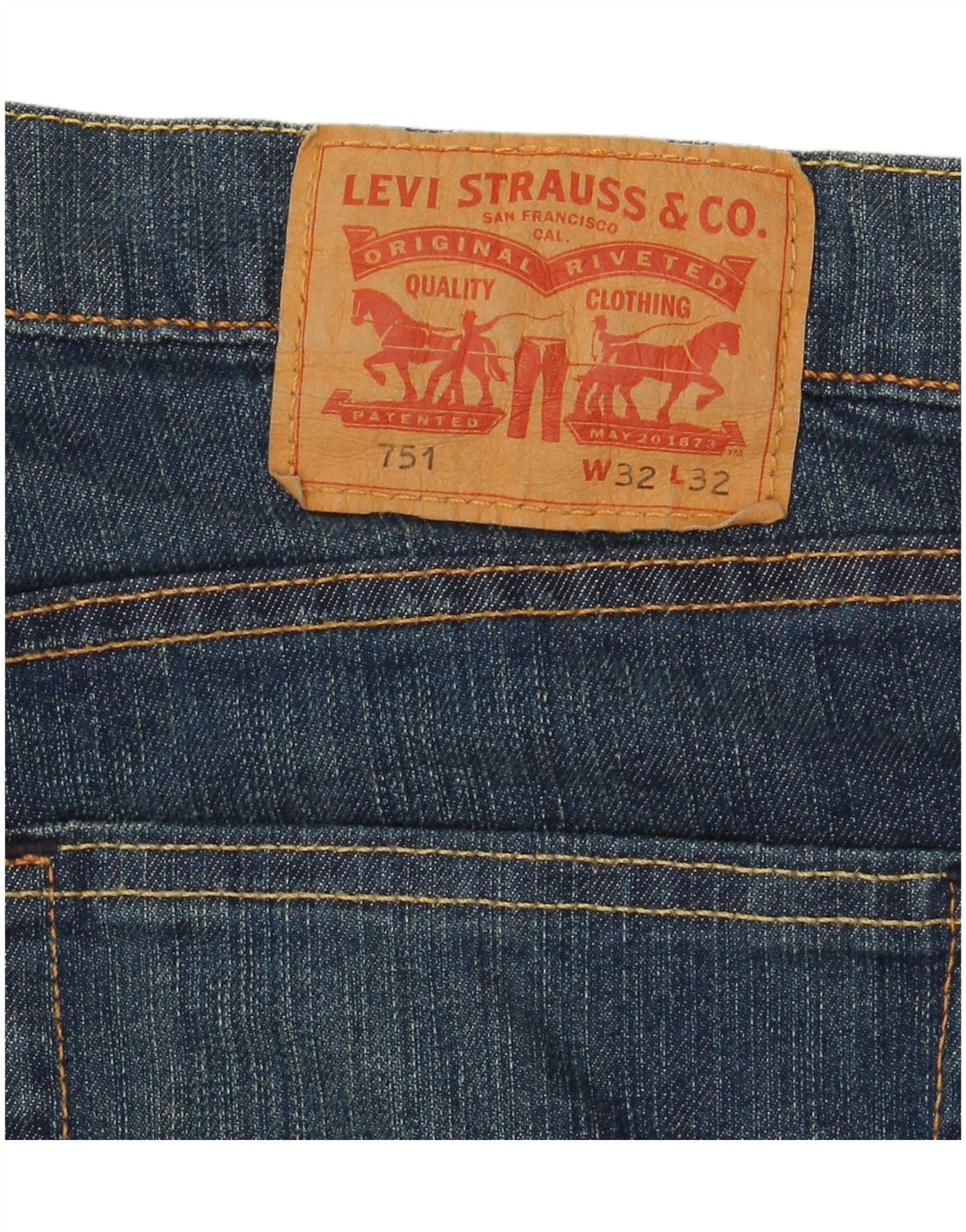 Levi's Herren 751 Straight Jeans W32 L32 Marineblaue Baumwolle