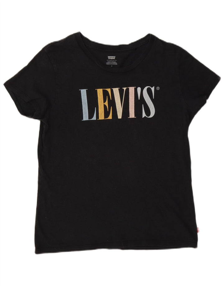 Levi's Damen Graphic T-Shirt Top UK 14 Medium Schwarz