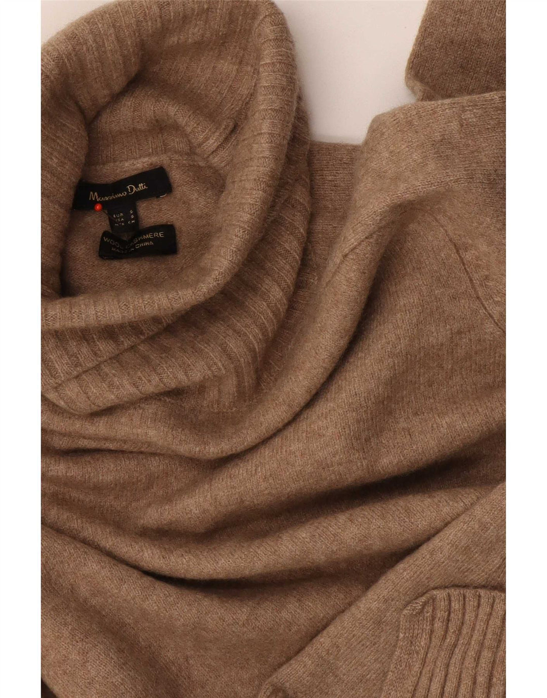 Massimo Dutti Damen-Pullover mit Rollkragen, UK 10, kleine braune Wolle