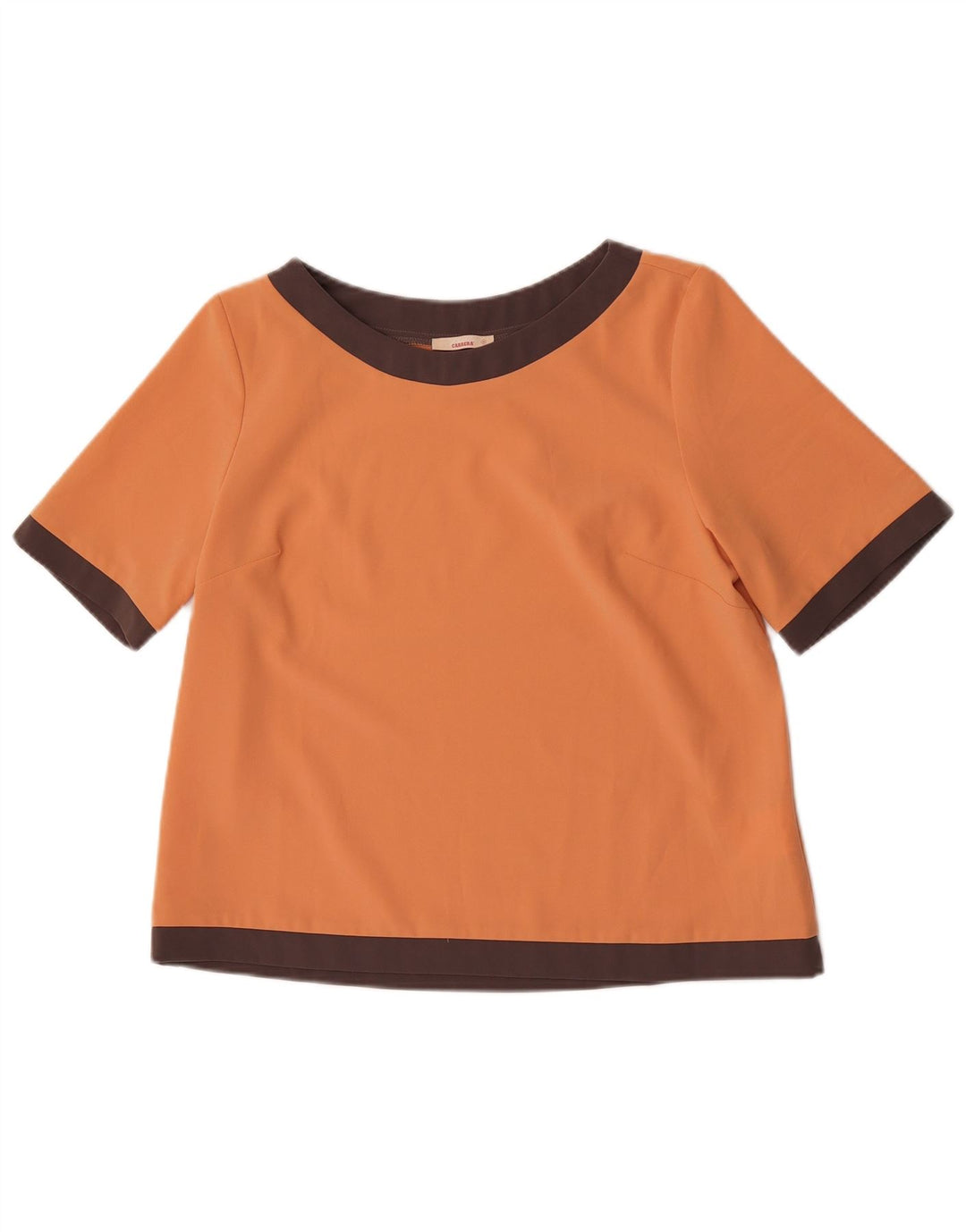 Carrera Damen Crop Bluse Top UK 10 Small Orange Colourblock Polyester