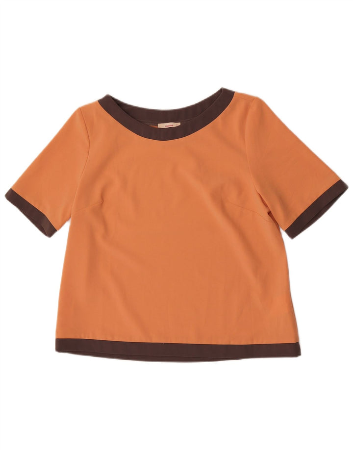 Carrera Damen Crop Bluse Top UK 10 Small Orange Colourblock Polyester