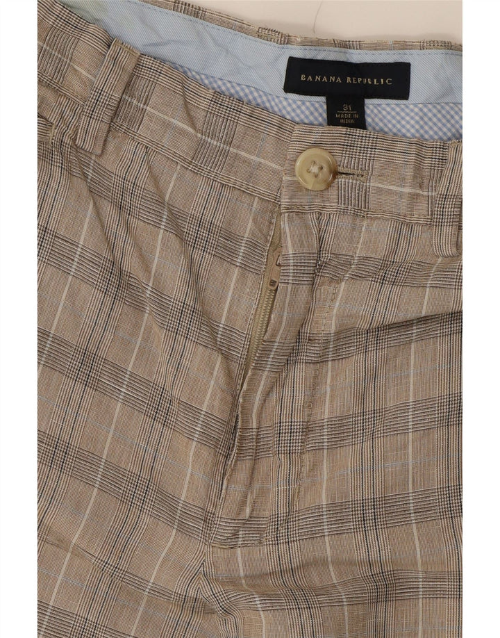 BANANA REPUBLIC Womens Chino Shorts W31 Medium  Beige Check Linen Vintage Banana Republic and Second-Hand Banana Republic from Messina Hembry 