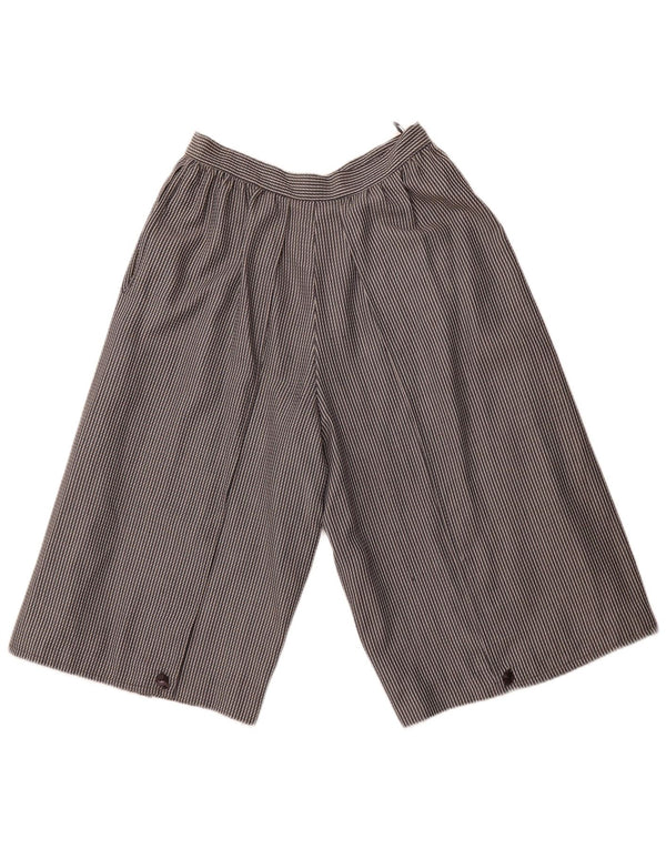 VINTAGE Damen Bermudashorts mit hoher Taille IT 44 Medium W26 Grau gestreift