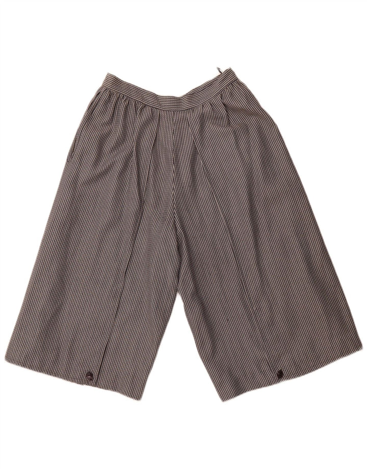 VINTAGE Damen Bermudashorts mit hoher Taille IT 44 Medium W26 Grau gestreift