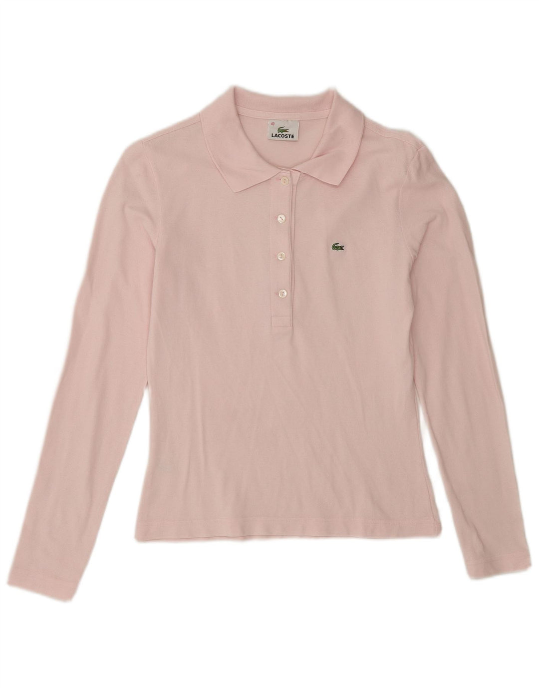 Lacoste Damen-Langarm-Poloshirt, Größe 40, mittelrosa, Baumwolle