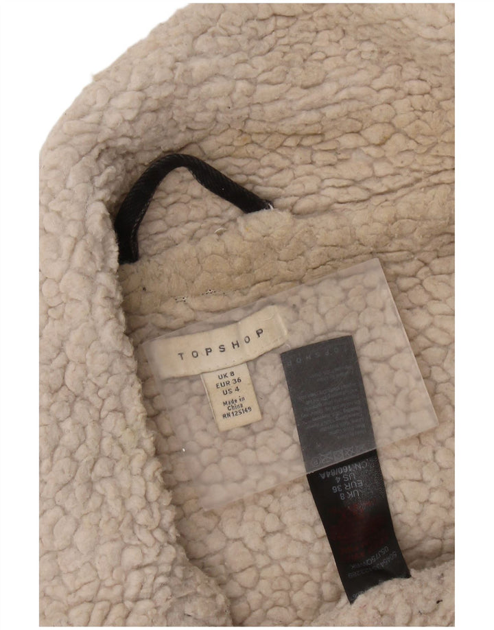 Topshop Damen-Oversize-Sherpa-Jeansjacke, Größe S, Schwarz, Klassisch