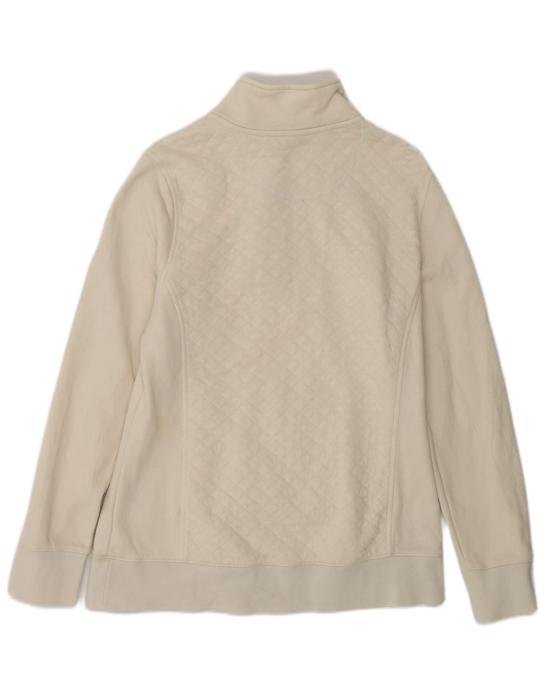 L.L.Bean Damen Oversized Zip-Neck Sweatshirt Pullover UK 10 Small Weiß