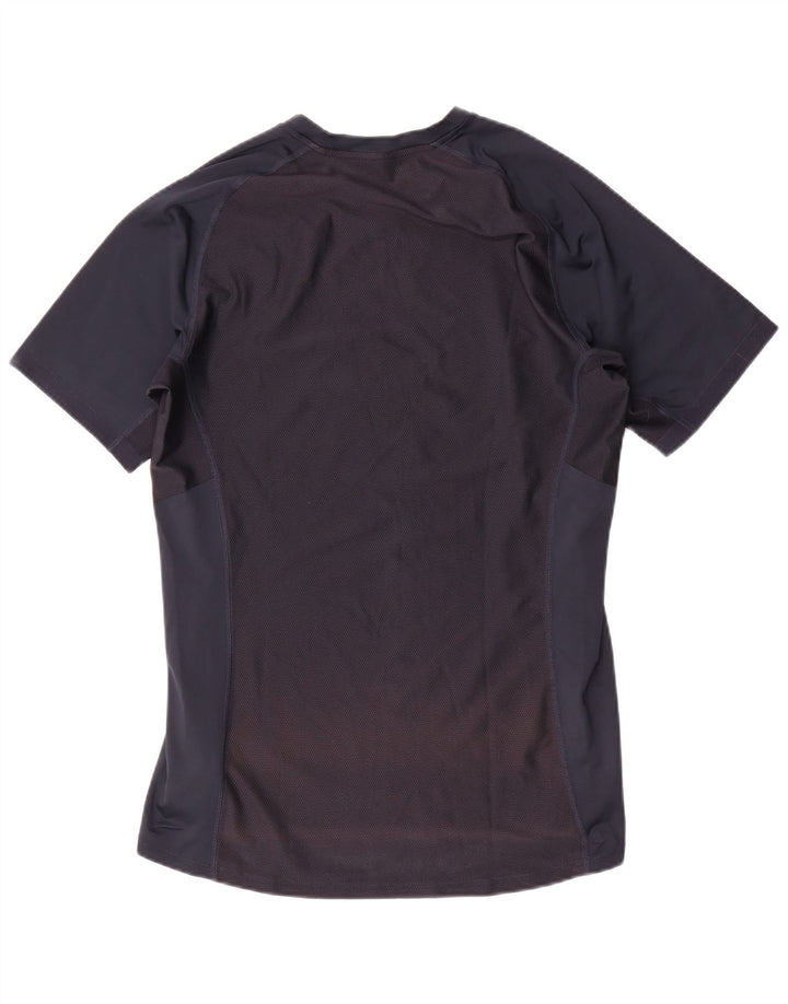 Nike Damen Dri Fit T-Shirt Top UK 14 Medium Marineblau Farbblock