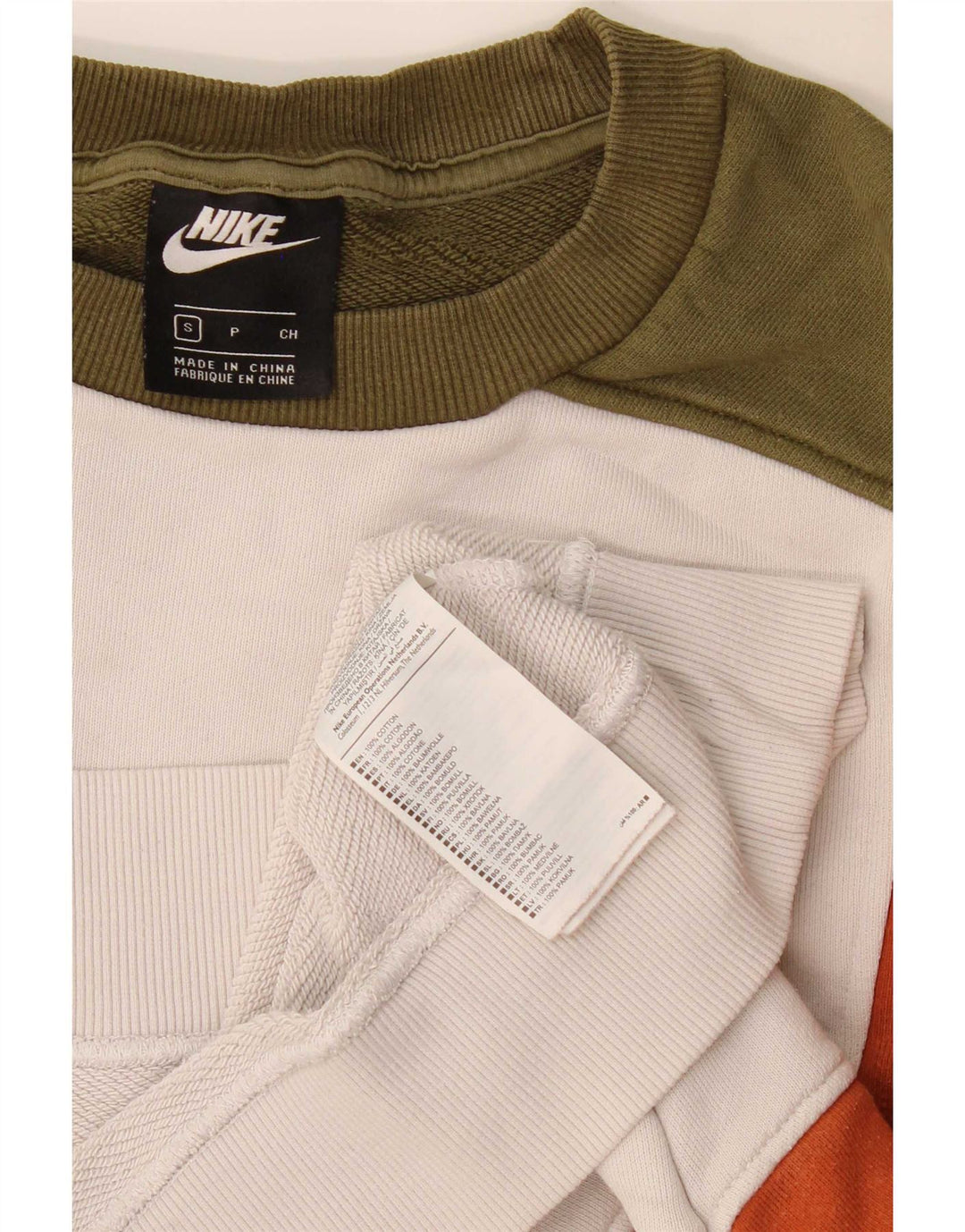 Nike Herren-Sweatshirt-Pullover, klein, mehrfarbig, Colourblock-Baumwolle