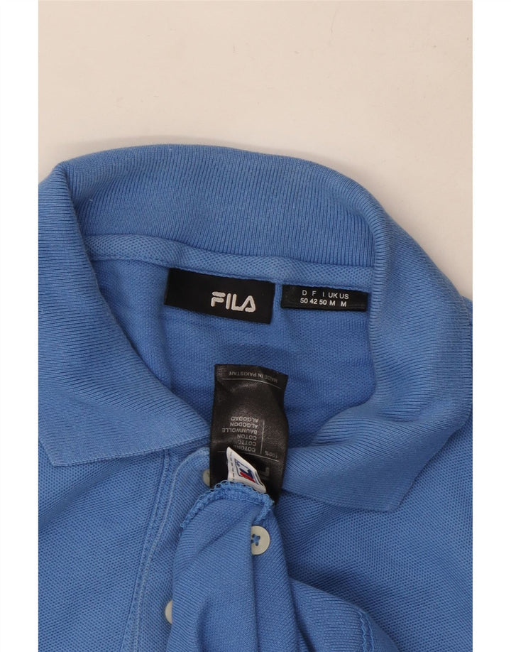 Fila Herren-Langarm-Poloshirt aus mittelblauer Baumwolle