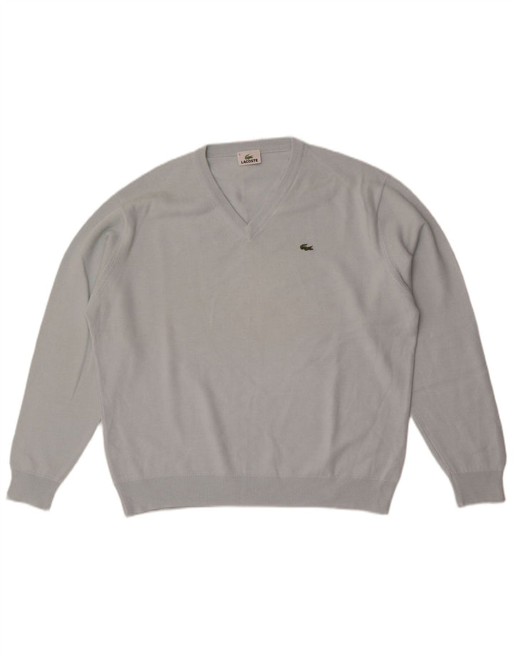 Lacoste Herren-Pullover mit V-Ausschnitt, Größe 6 XL, blaue Wolle
