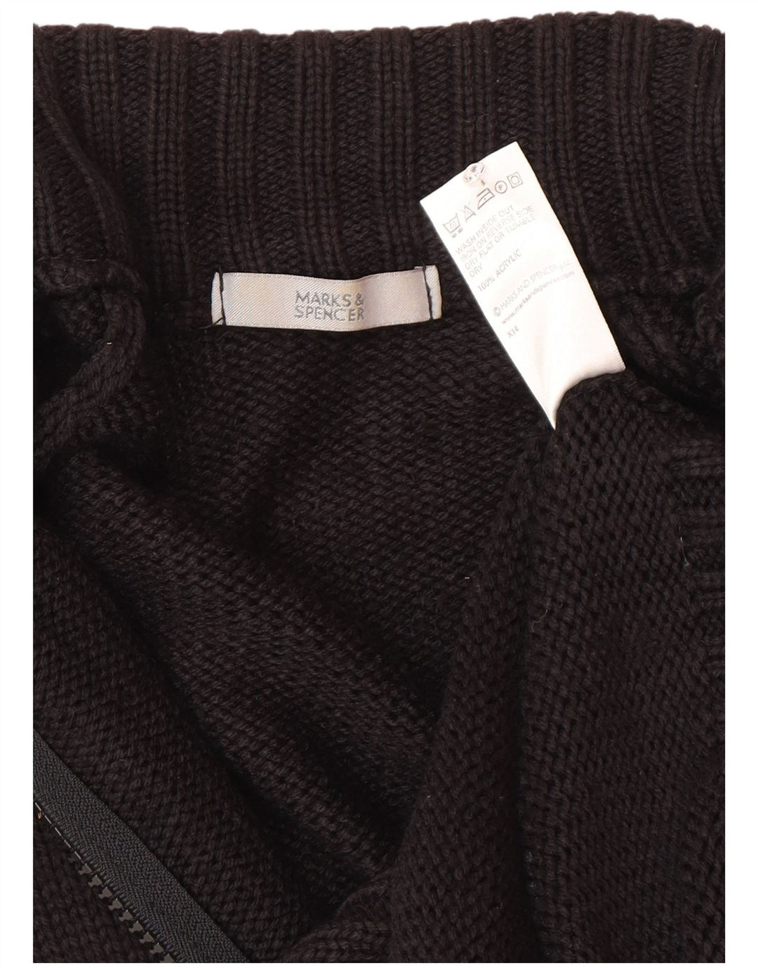 Marks & Spencer Damen-Strickjacke, Gr. 14, Mittelschwarz, Acryl