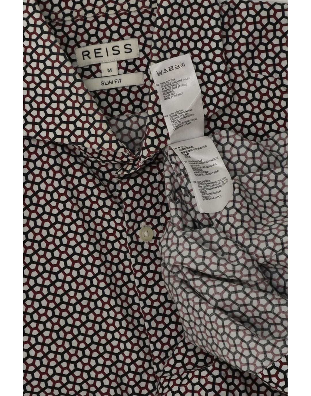 Reiss Herren-Slim-Fit-Hemd aus mittelgroßer, mehrfarbiger, geometrischer Baumwolle